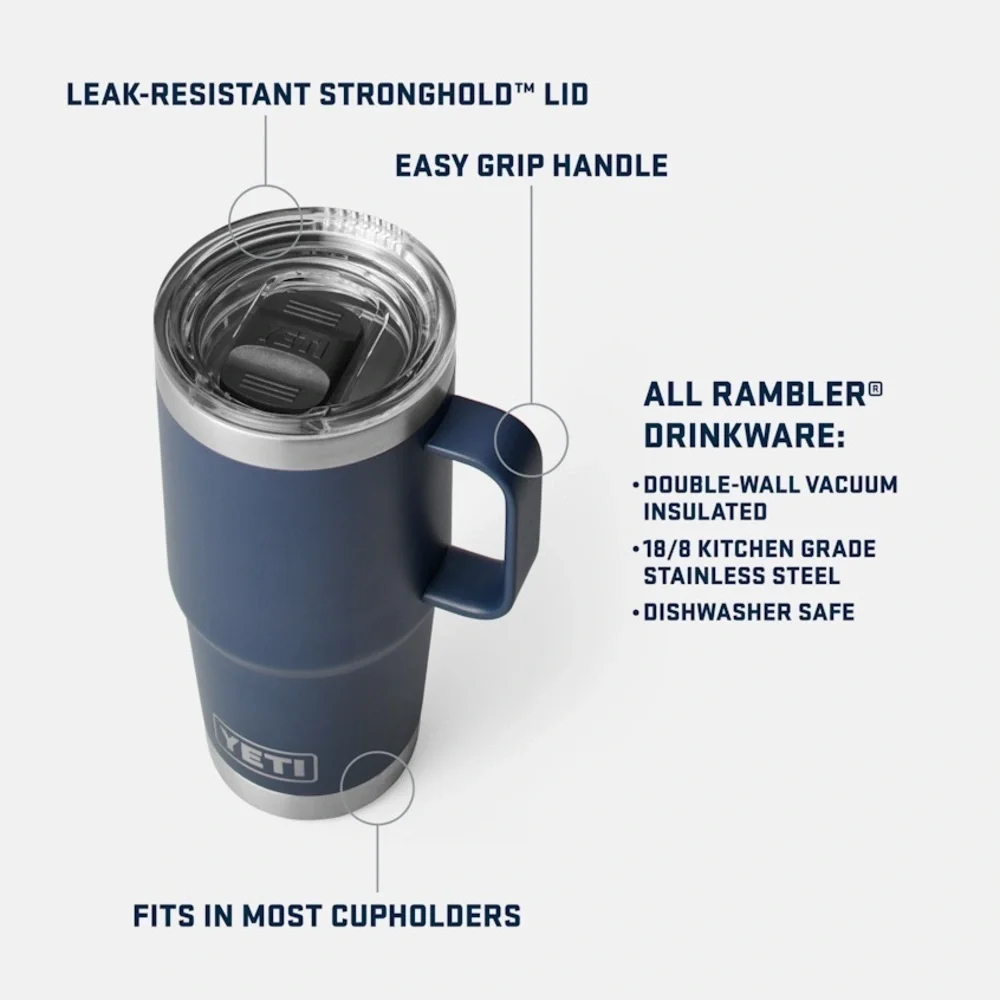YETI RAMBLER 20 OZ TRAVEL MUG
WITH STRONGHOLD LID CAPE TAUPE - Picture 3 of 14
